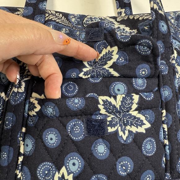 Vera Bradley Shoulder Bag Blue Coin Retired 2000-02 Lots of Pockets Y2K Quilted - Picture 3 of 8